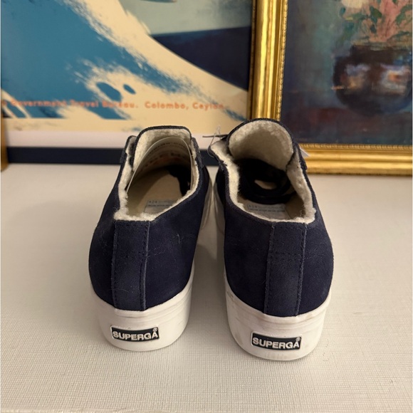 Navy Suede Platform Supergas with fleece lining - Size 6 - Picture 5 of 7
